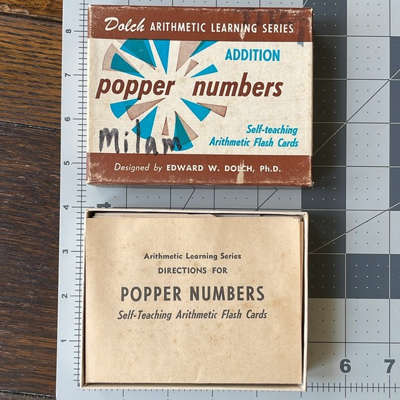 Pair, vintage Dolch popper numbers Arithmetic Learning Series, flashcards, c1958 - Picture 6 of 11